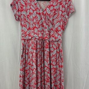 Boden Floral red and Gray leaf Women's Dress
